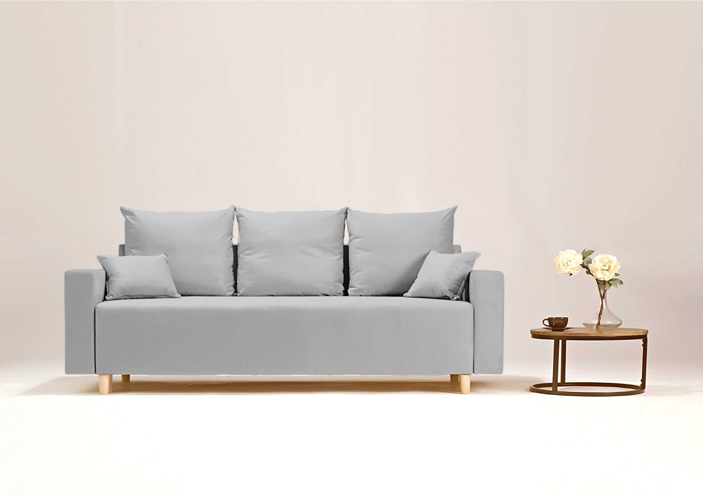 Szara skandynawska sofa rozkładana